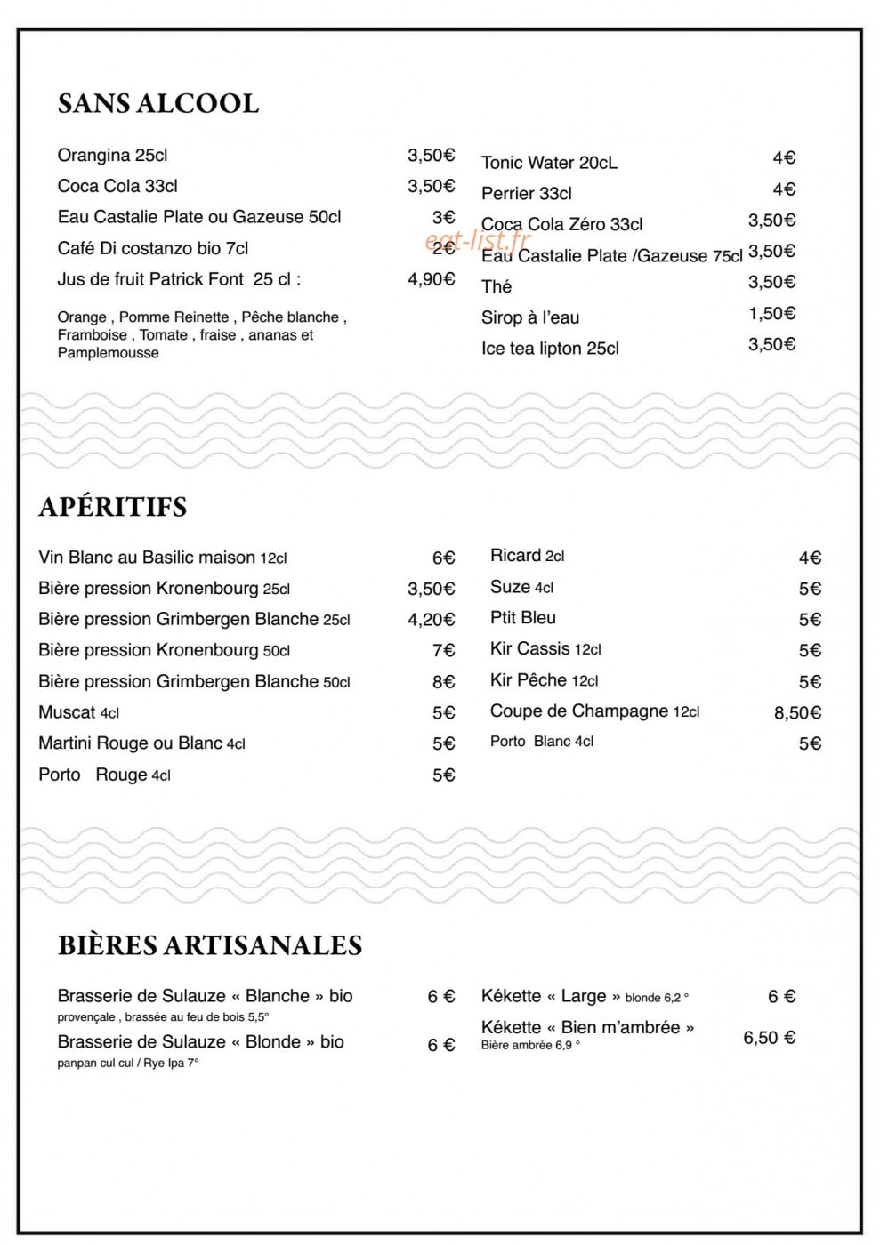 Carte et menu de Mast braise et vin à Escalquens — les boissons