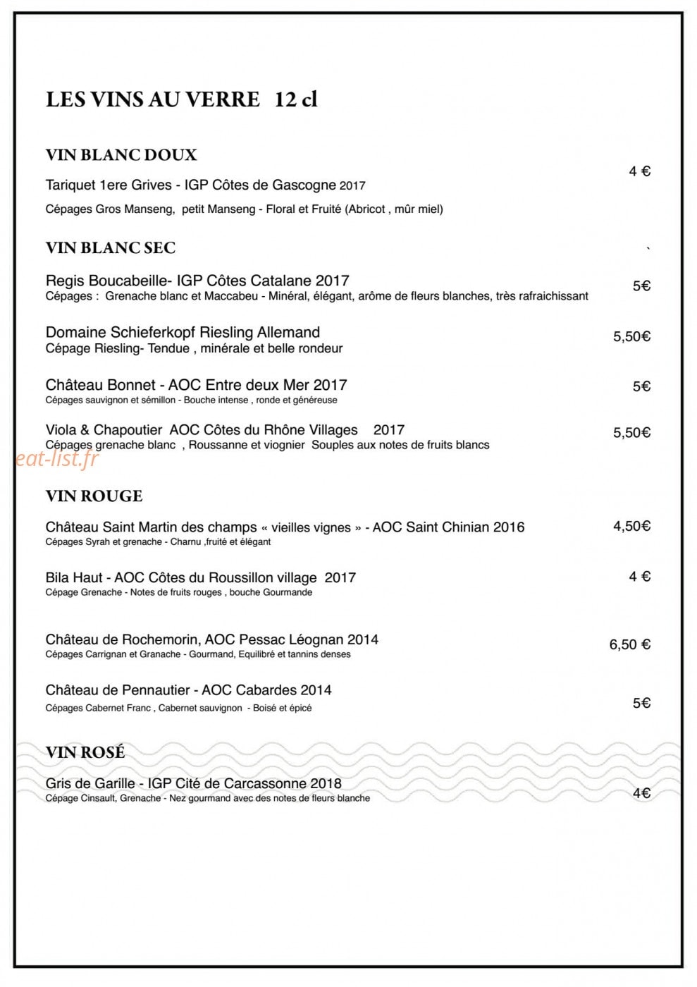 Carte et menu de Mast braise et vin à Escalquens — les vins