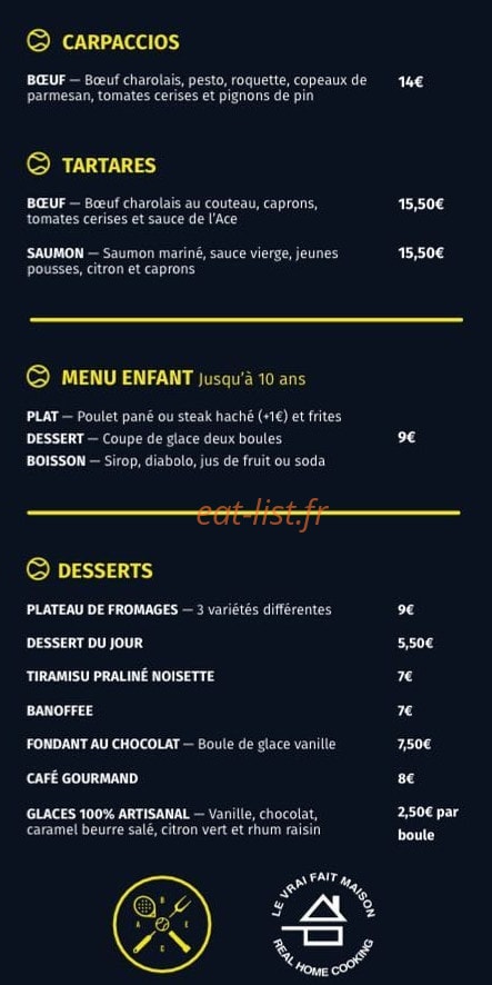 Bistrot L'Ace — carte page 3