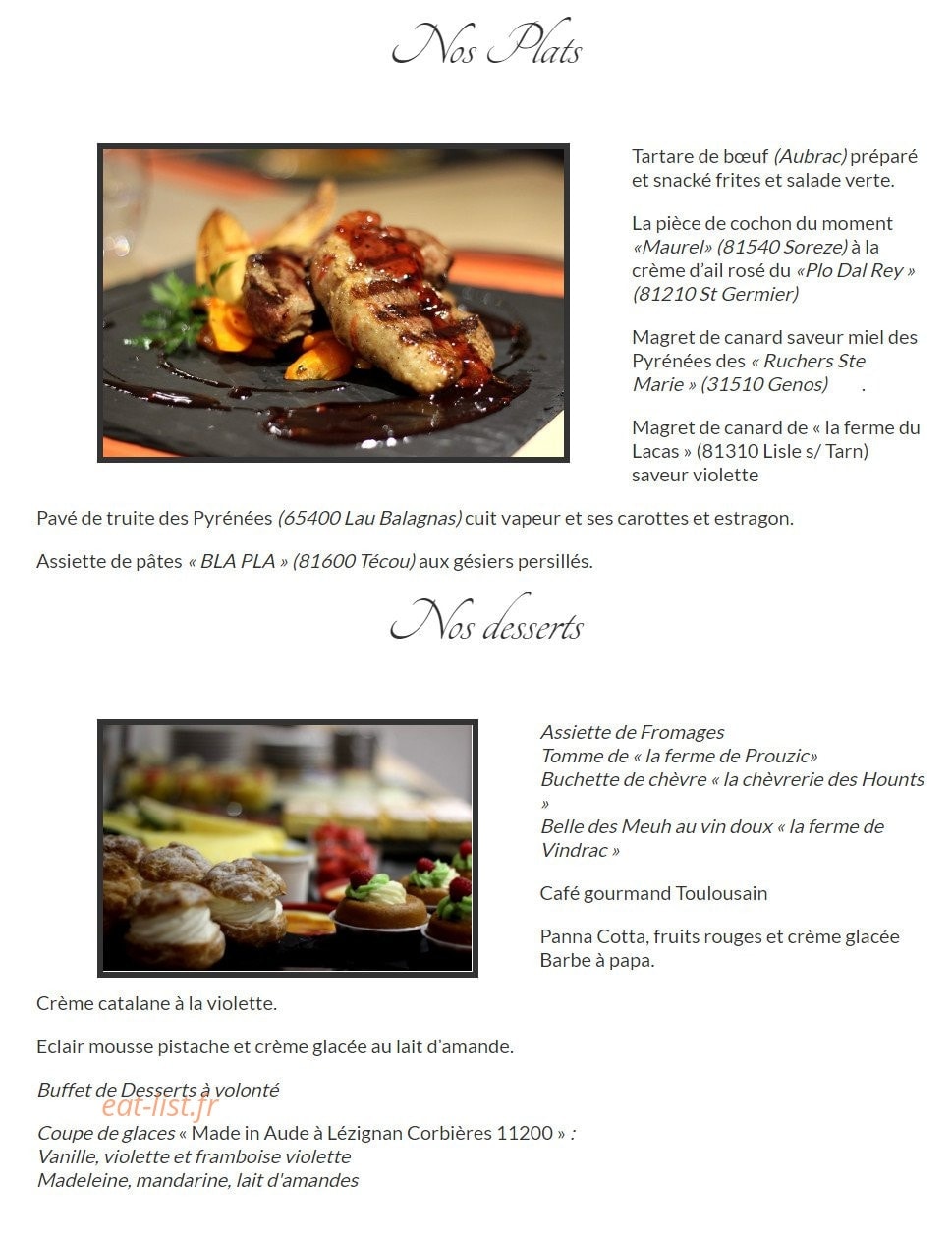 Bistrot L'Esplanade — carte page 2