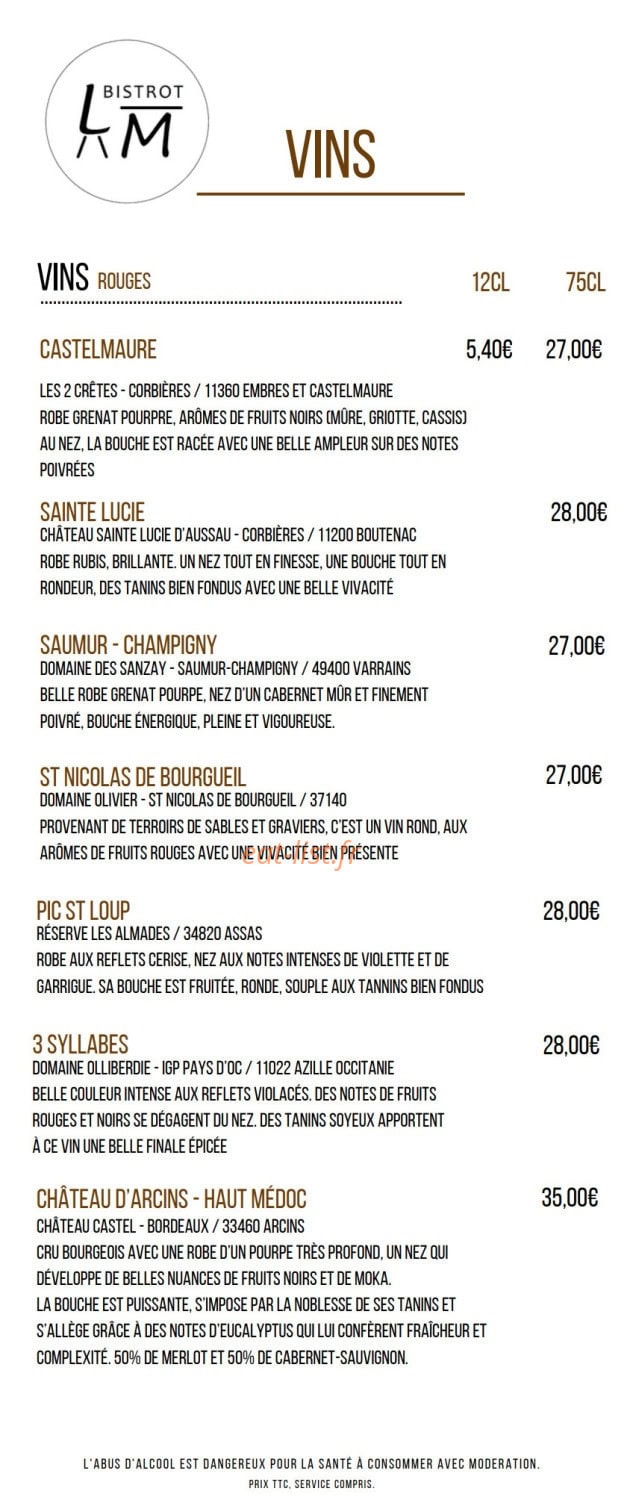 Bistrot Les Marots — carte page 14