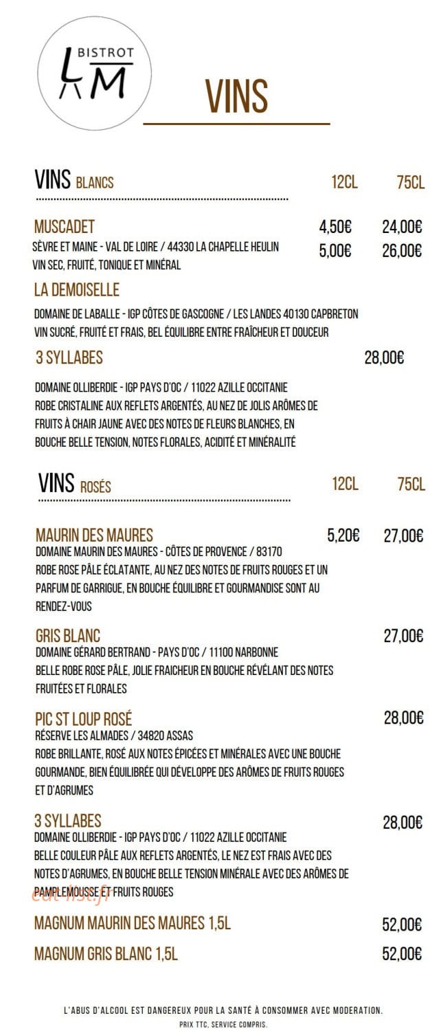 Bistrot Les Marots — carte page 15