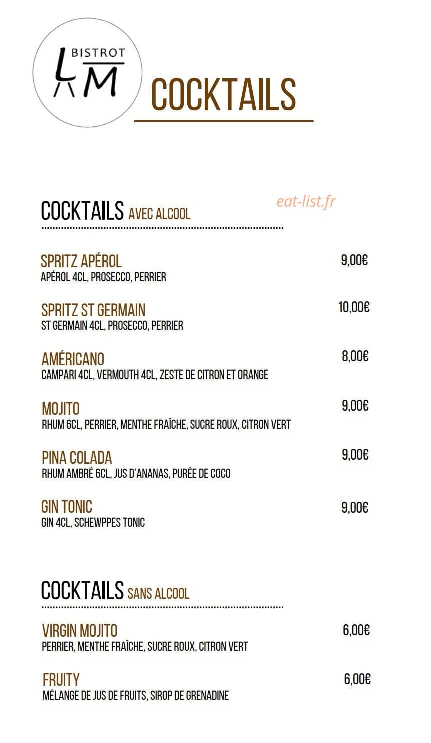 Bistrot Les Marots — carte page 13