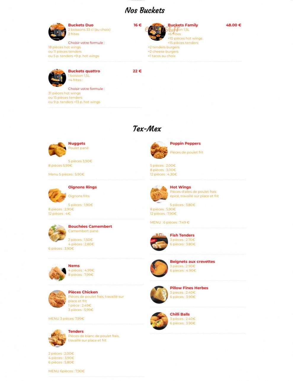 Chicken Ben's — carte page 2