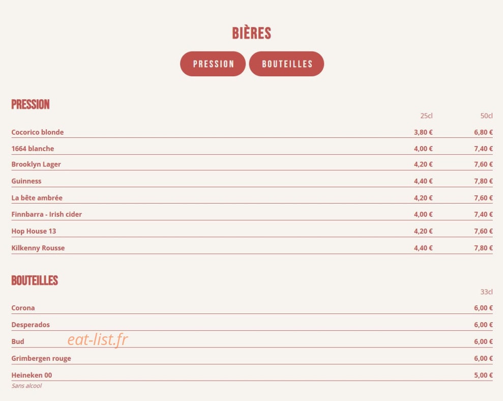 Cocorico le French Pub — carte page 4