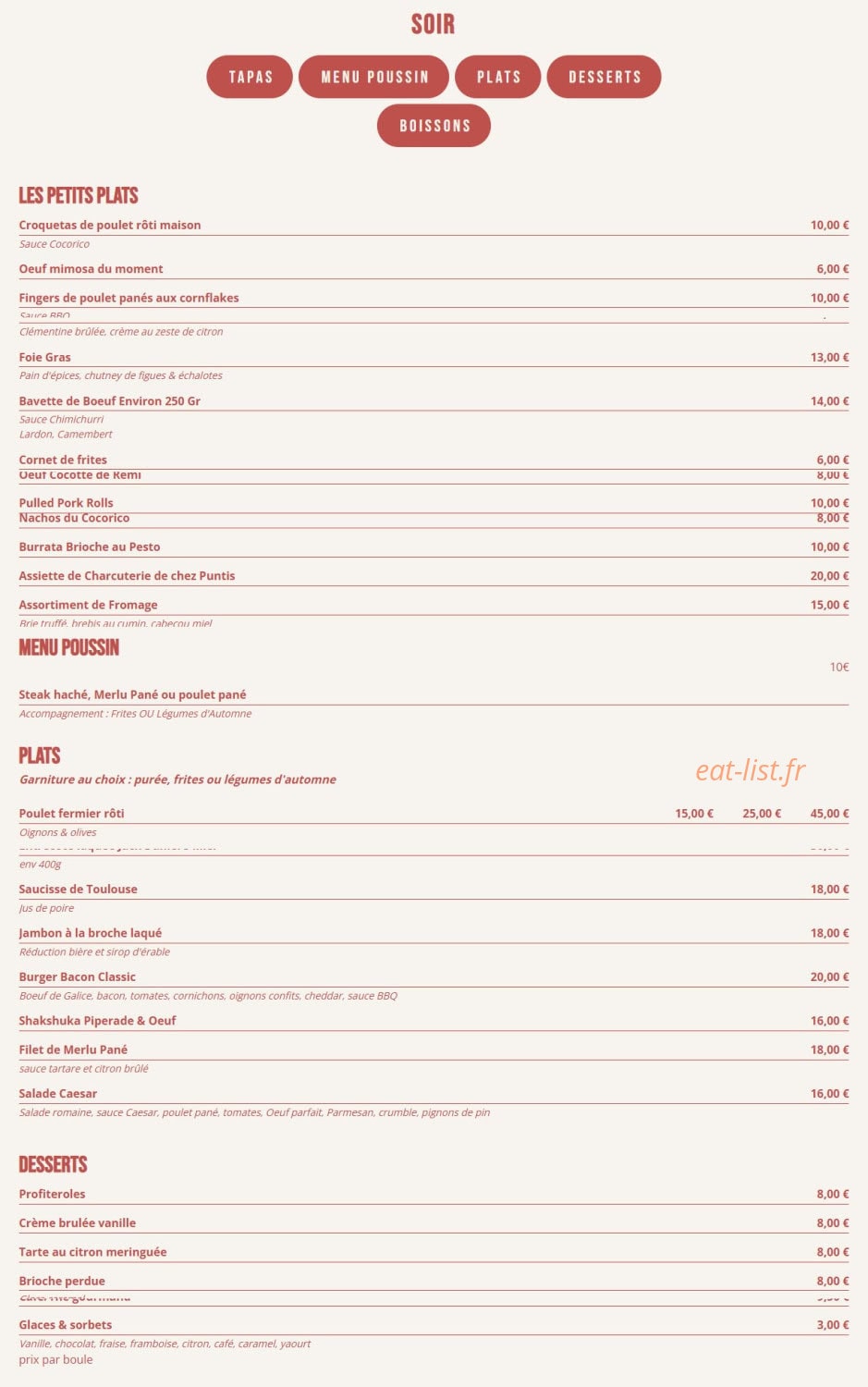 Cocorico le French Pub — carte page 2