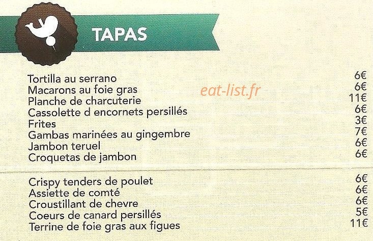 Cosy restaurant — carte page 9