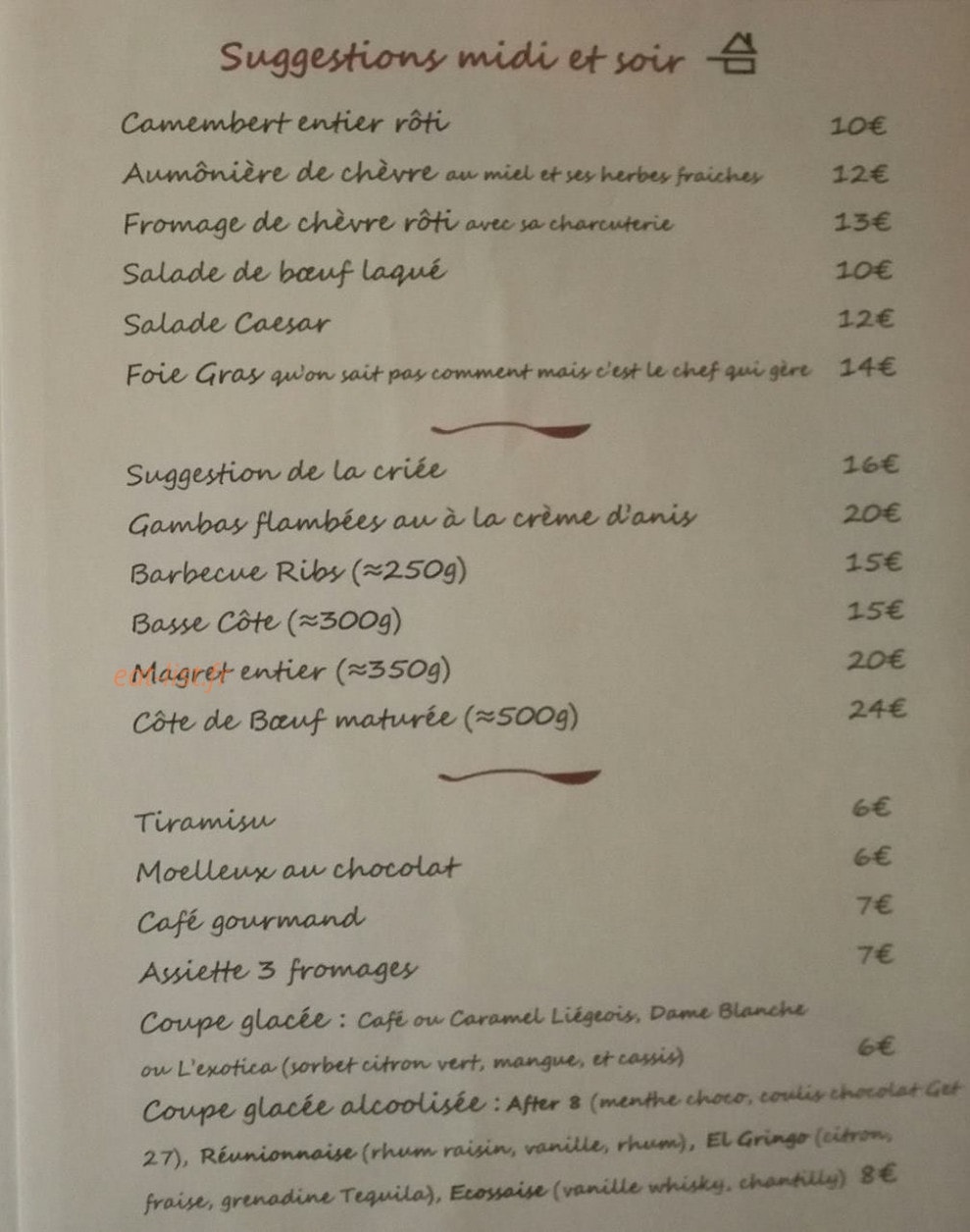 Friendly Auberge — carte page 7