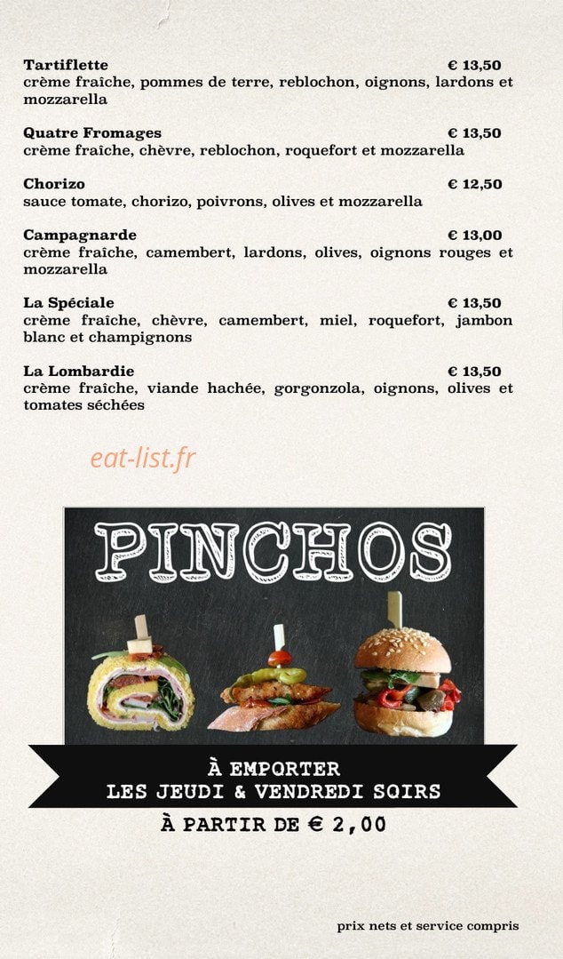 Carte et menu de La Brasserie de l'Armurier à Colomiers — Les pizzas (à emporter suite )