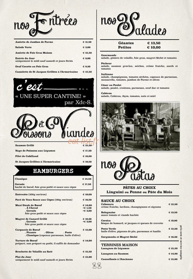 Carte et menu de La Brasserie de l'Armurier à Colomiers — Les entrées, les salades, les pâtes...