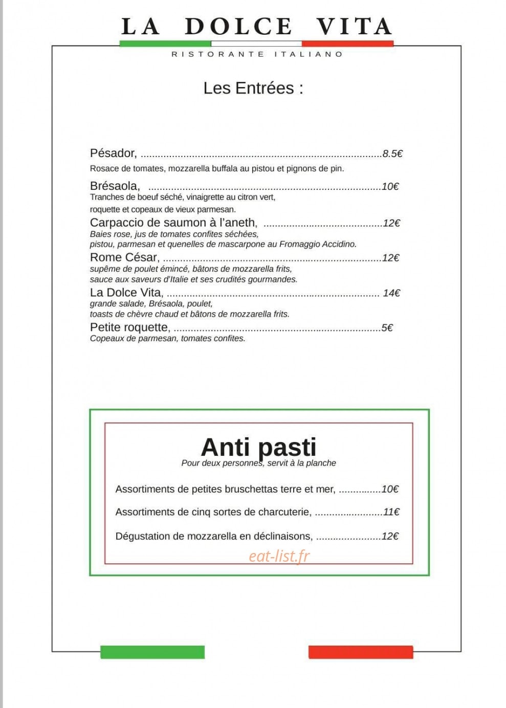 La Dolce Vita — carte page 1