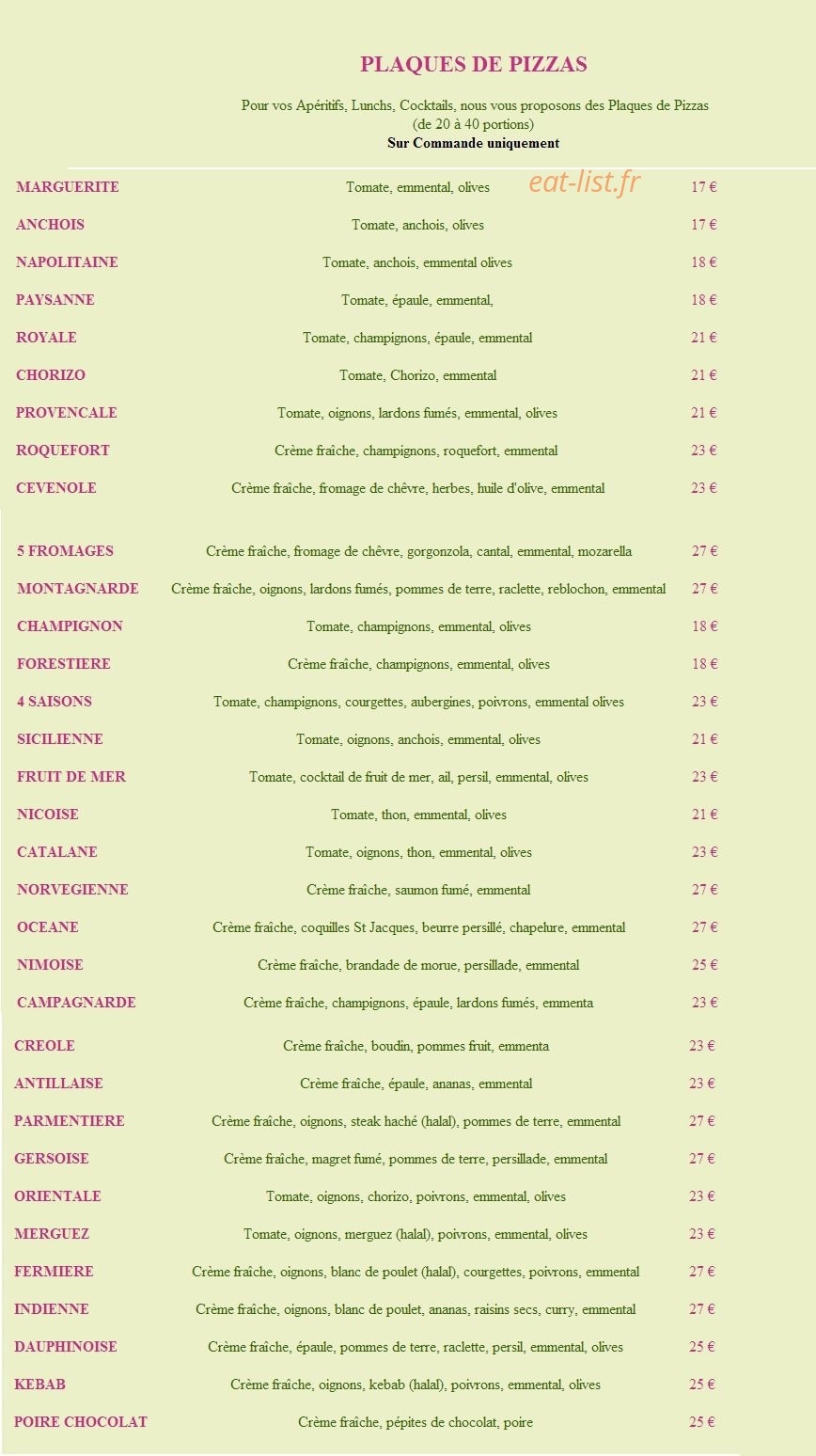 La Pizzatière — carte page 6