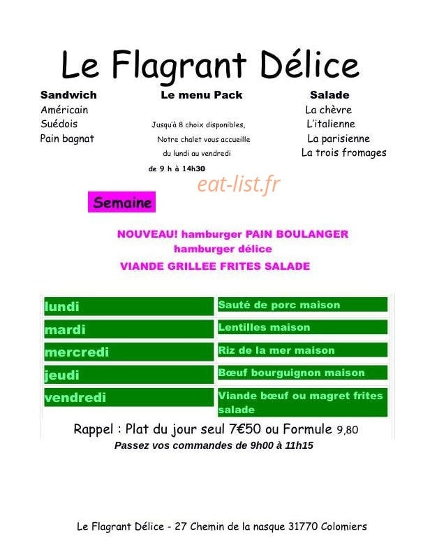 Le Flagrant Délice — carte page 1