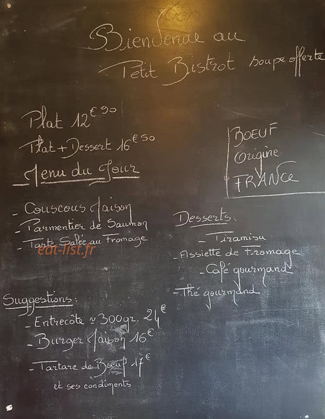 Le Petit Resto — carte page 1