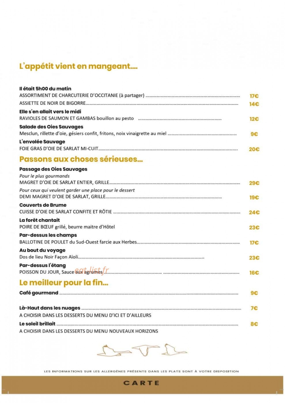Les Oies Sauvages — carte page 2
