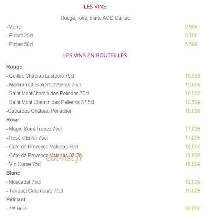 Menthe à l'Eau — carte page 4