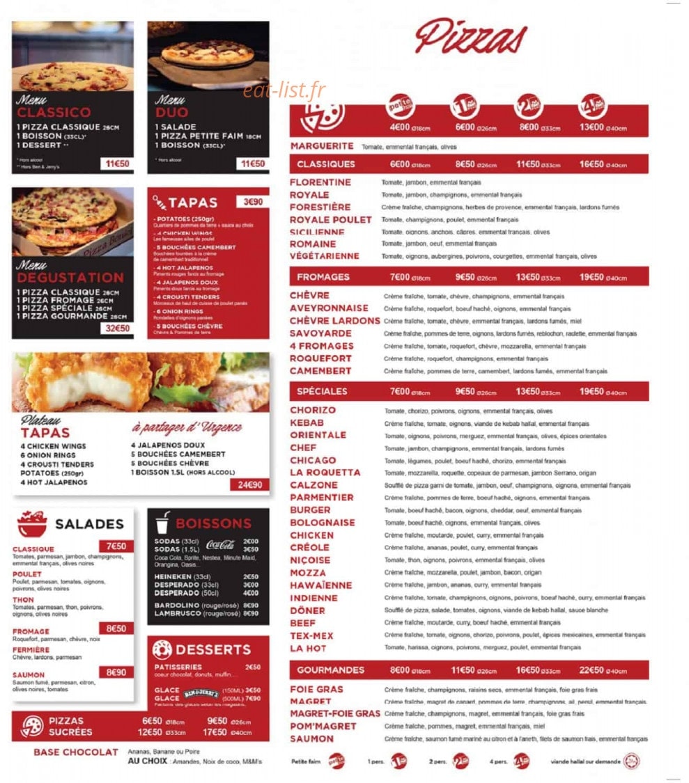 Pizza Bonici — carte page 1