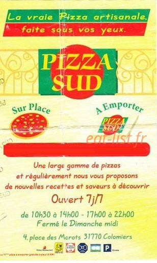 Pizza Sud — carte page 1