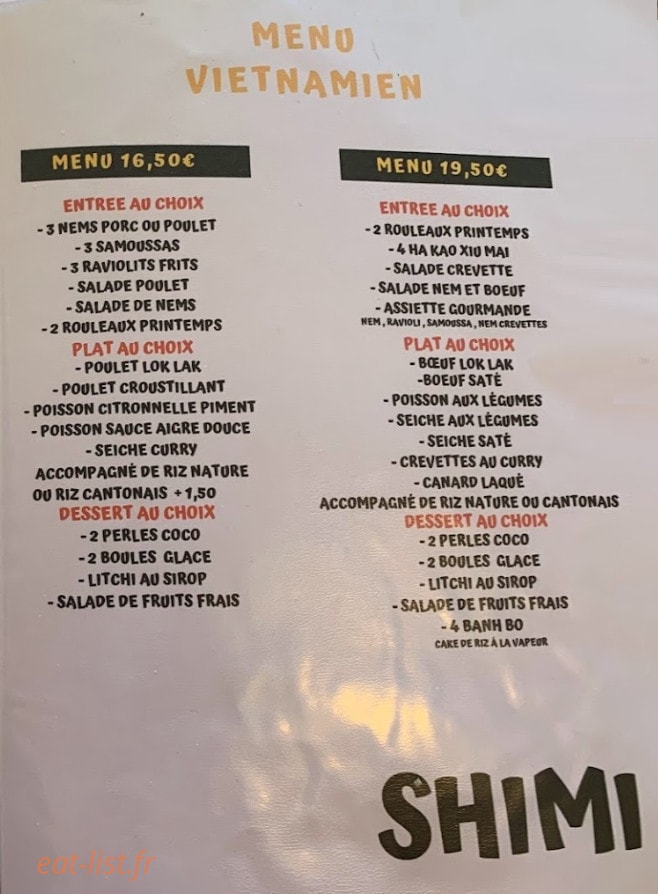Restaurant Shimi — carte page 4