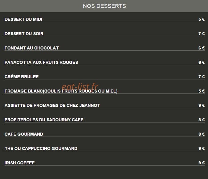 Sadourny Café — carte page 8