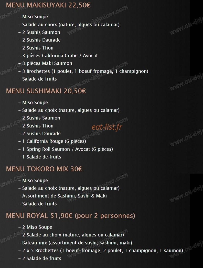 Sushi Tokoro — carte page 3