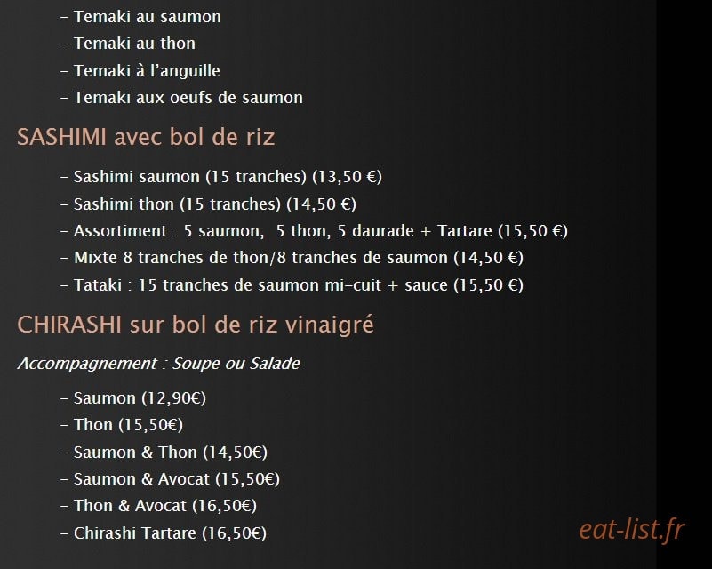 Sushi Tokoro — carte page 7