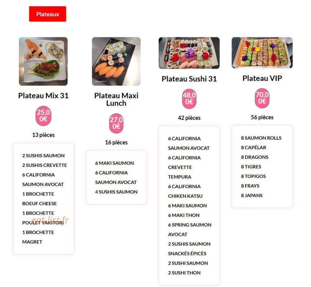 Sushis wok 31 — carte page 12