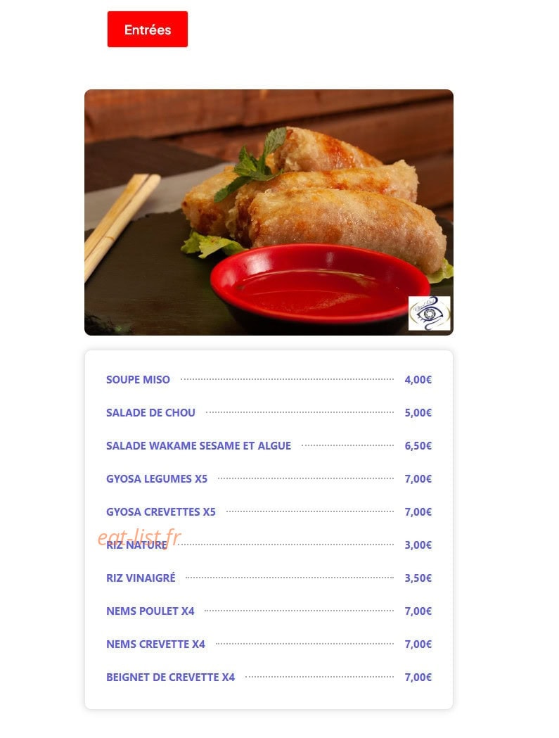 Sushis wok 31 — carte page 1