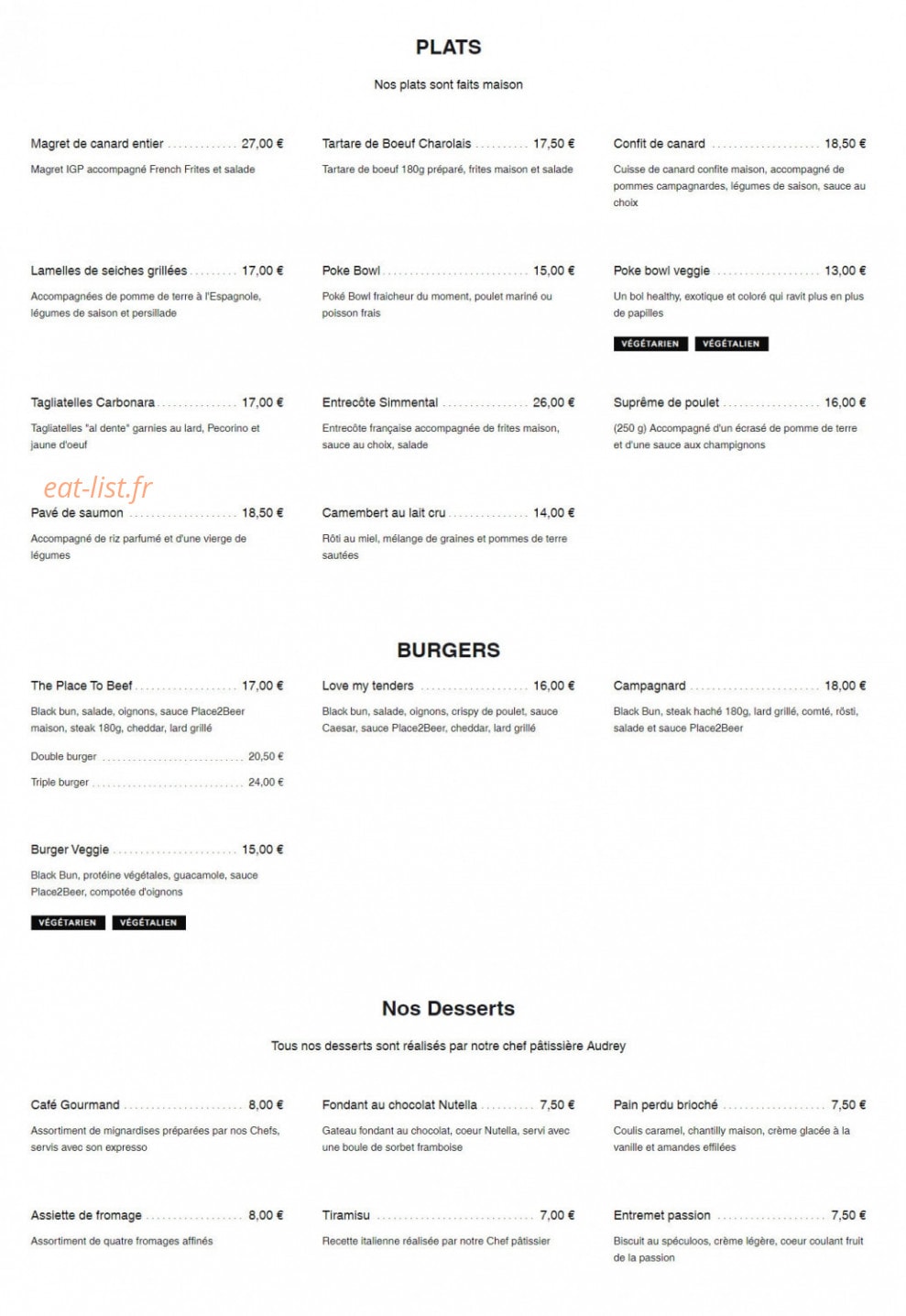The Place To Beer — carte page 2