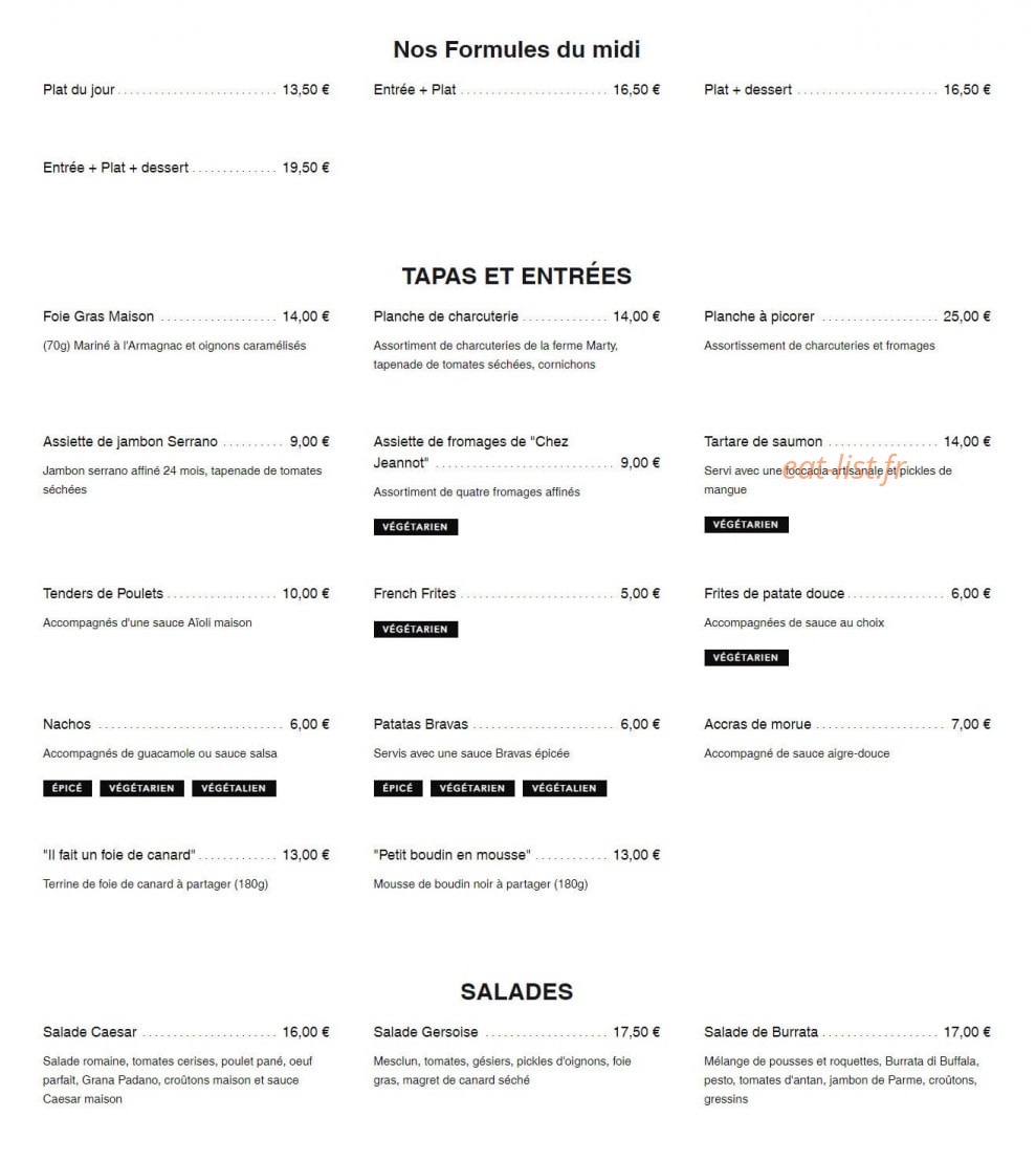 The Place To Beer — carte page 1