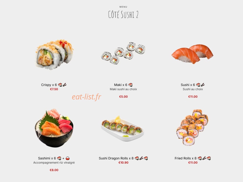 Wok & Sushi — carte page 2
