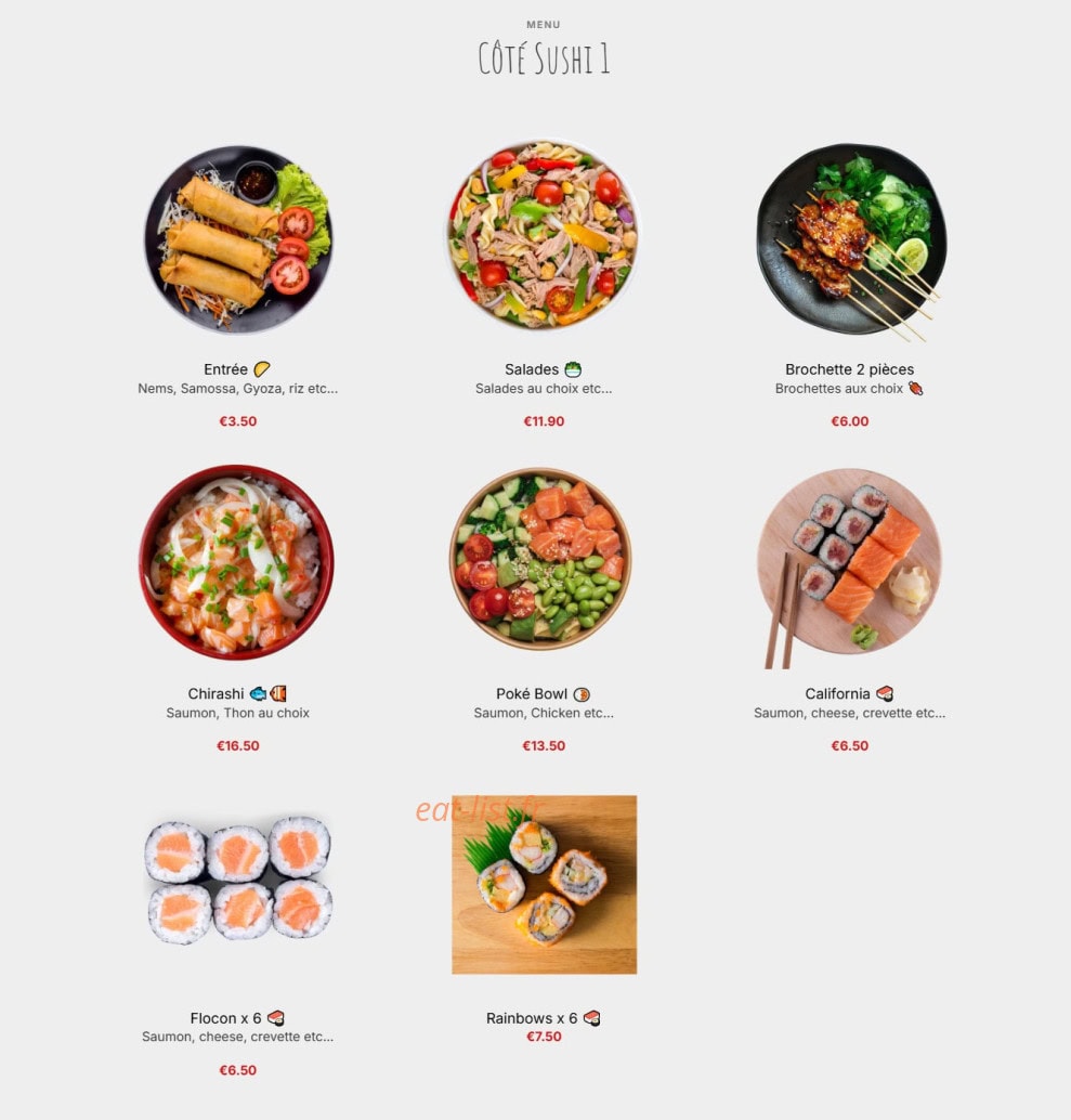 Wok & Sushi — carte page 1