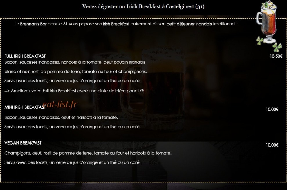 Brennan's Bar — carte page 4