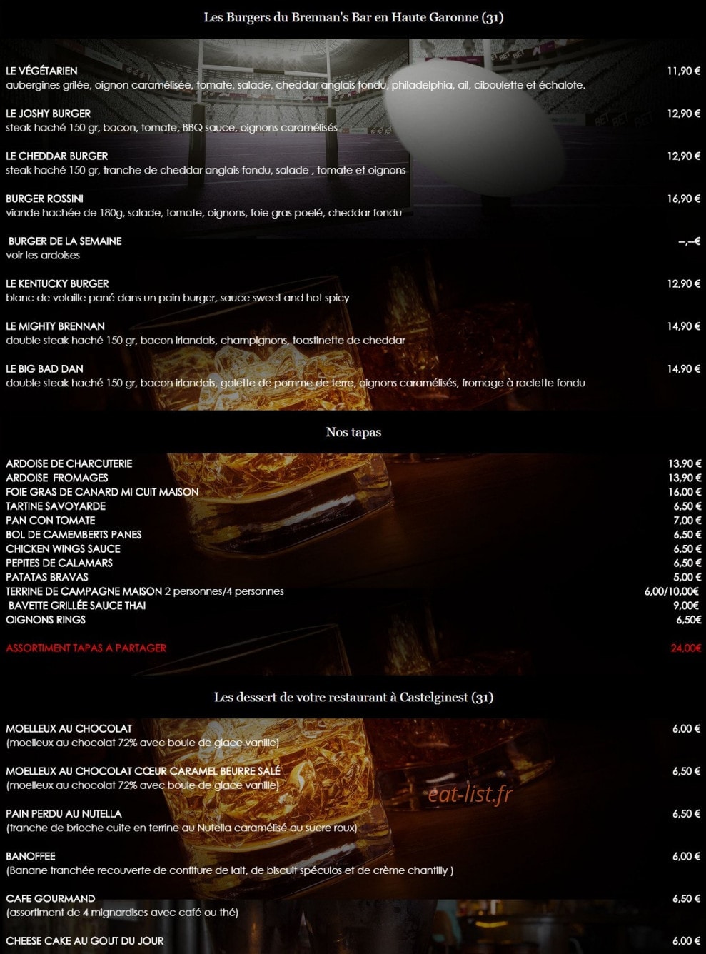 Brennan's Bar — carte page 3
