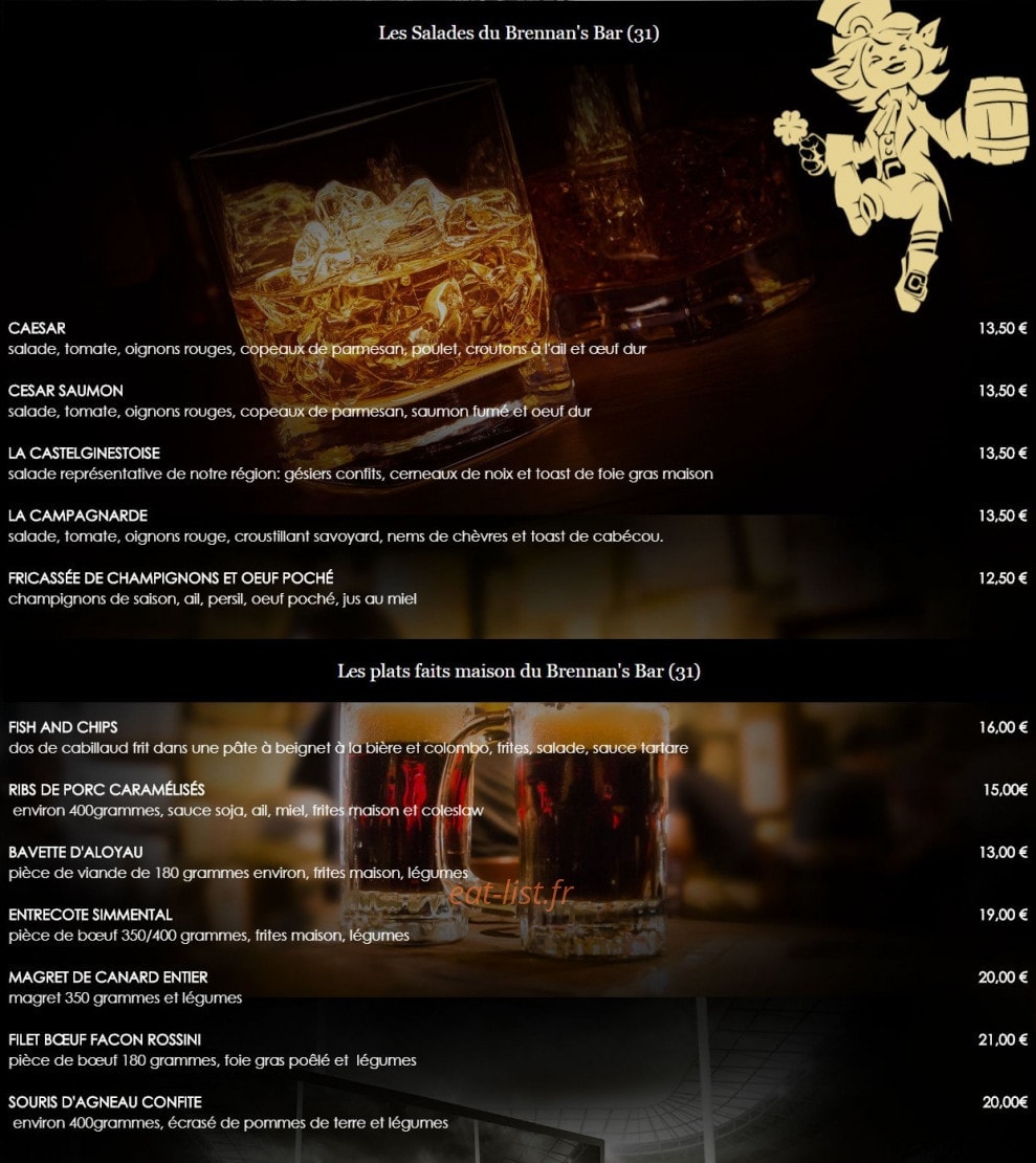 Brennan's Bar — carte page 2