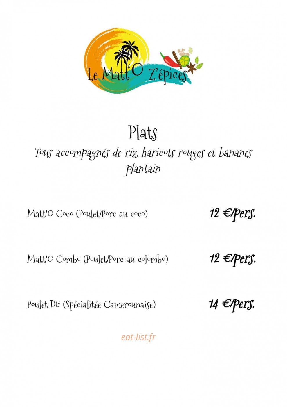 Le Matt'o Z'épices — carte page 2