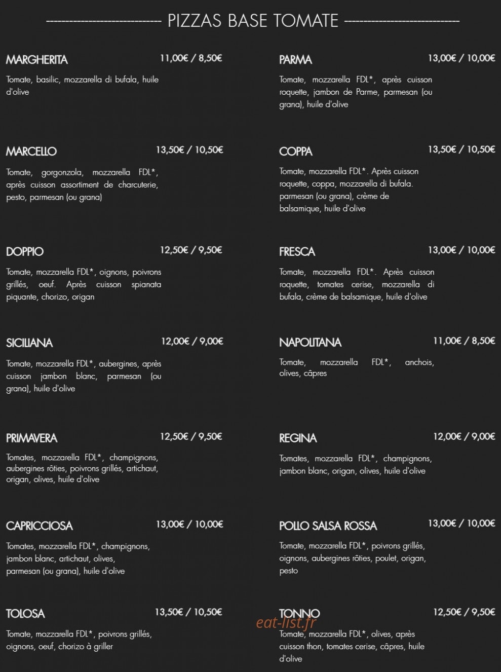 Pizza Fratelli — carte page 1