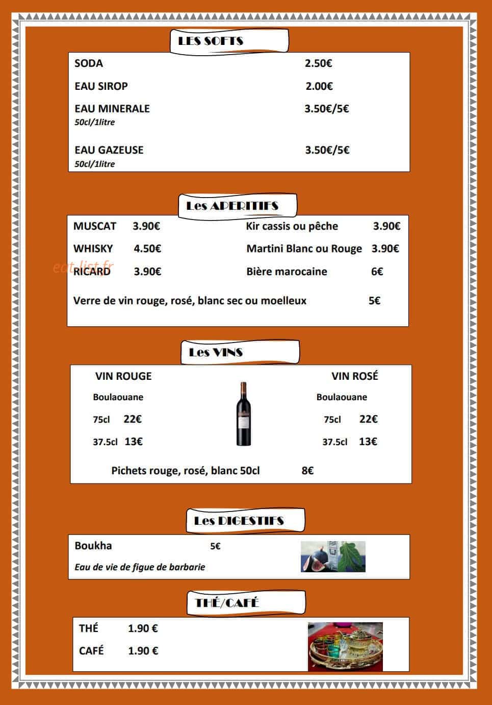 Restaurant l'Oriental — carte page 3