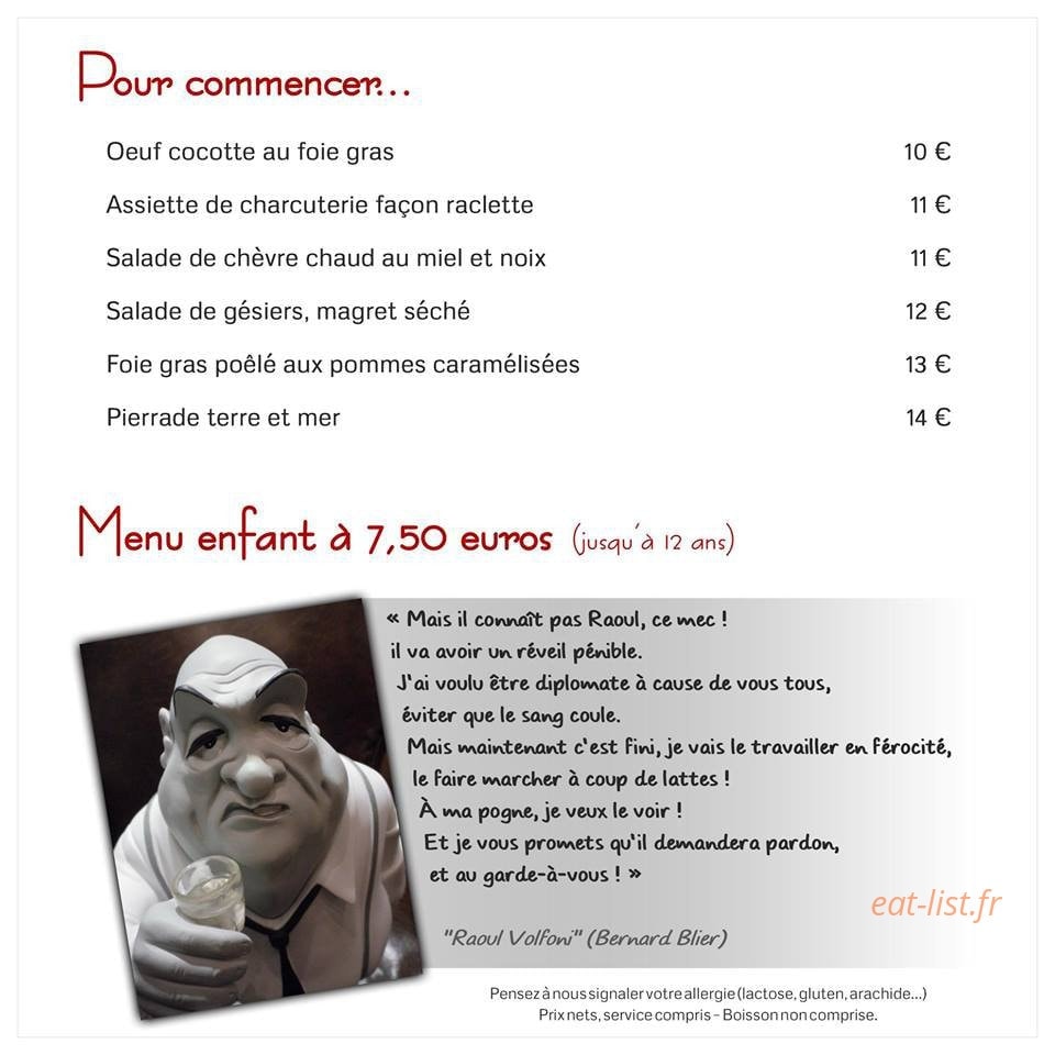 Hostellerie du Parc — carte page 1