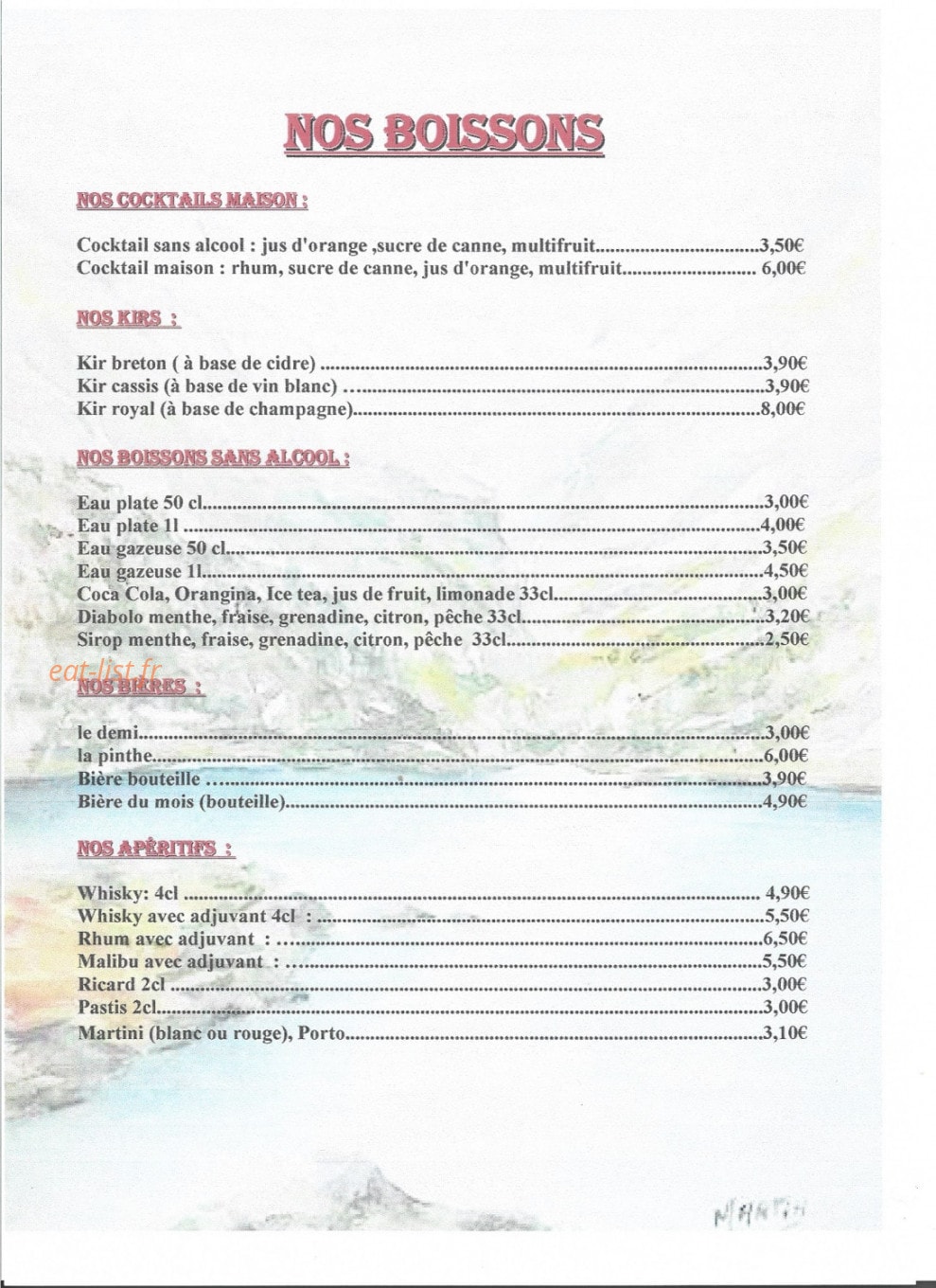 Chez Chris — carte page 8