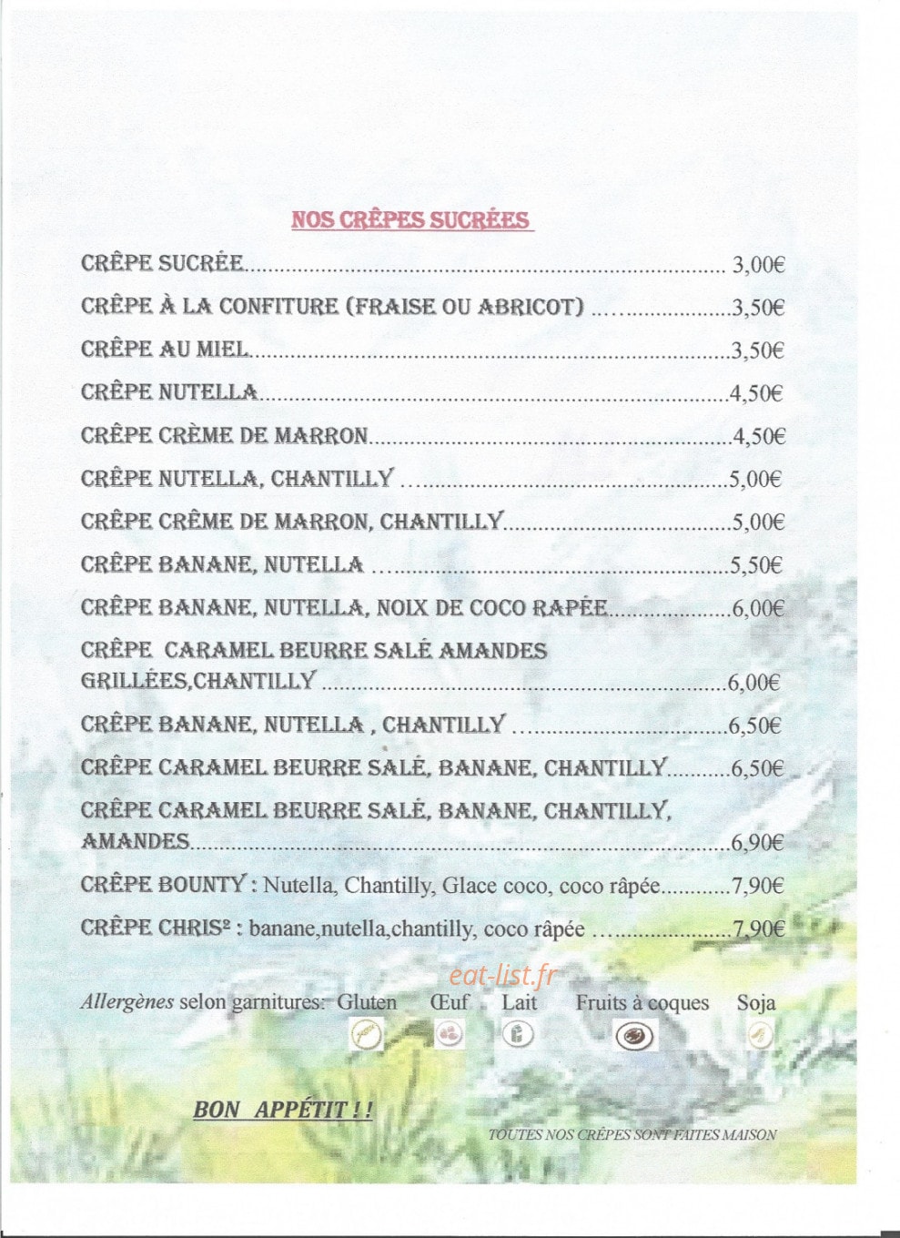 Chez Chris — carte page 5
