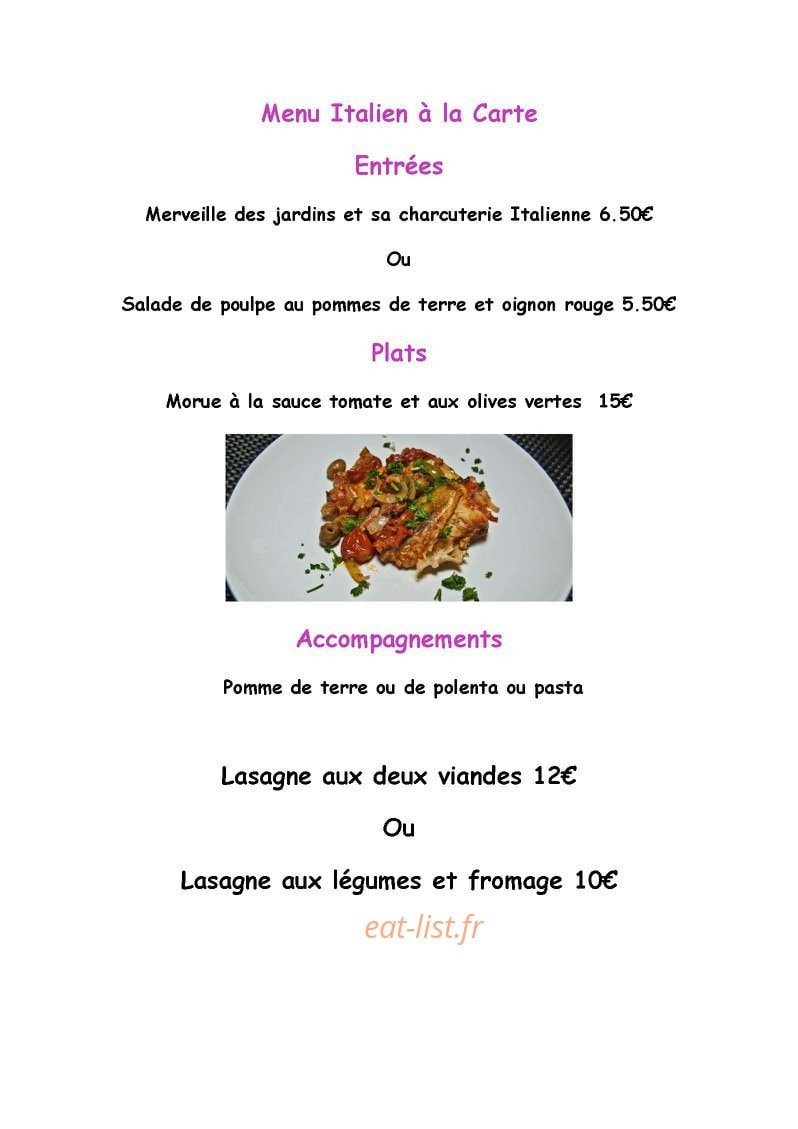 Les P'tits Plats d'Isa — carte page 1