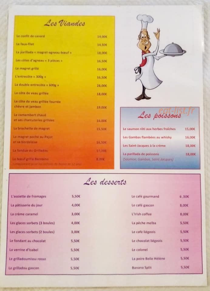 Lou Grilladou — carte page 1