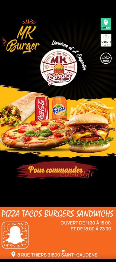 mk Burger — carte page 1