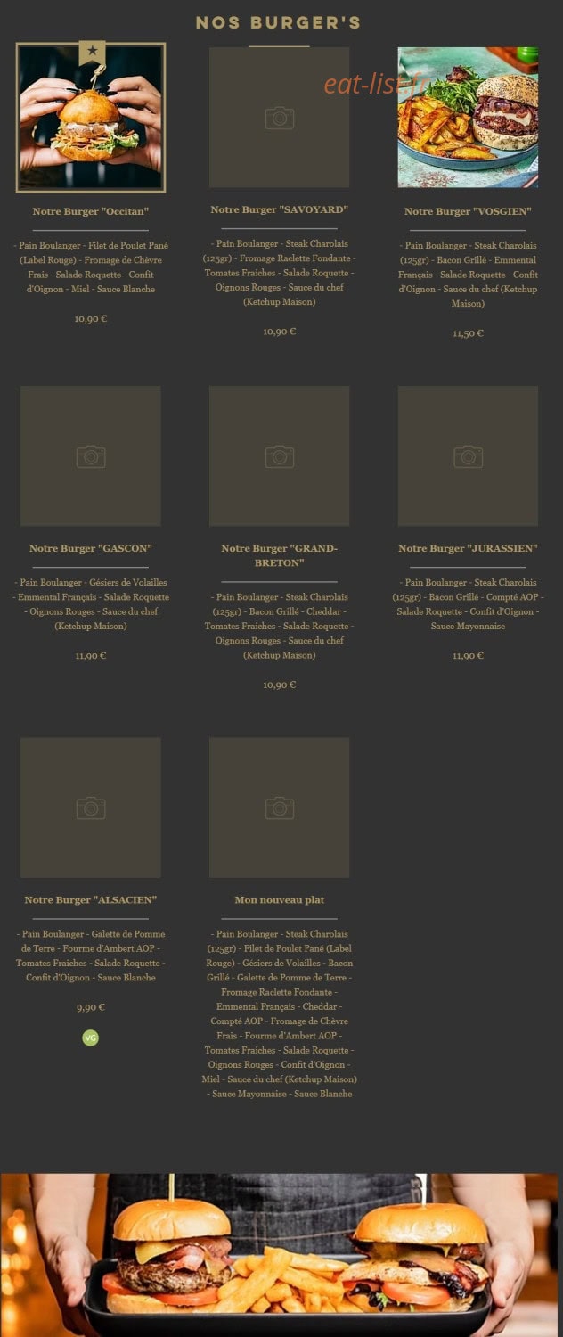The French Burger — carte page 1