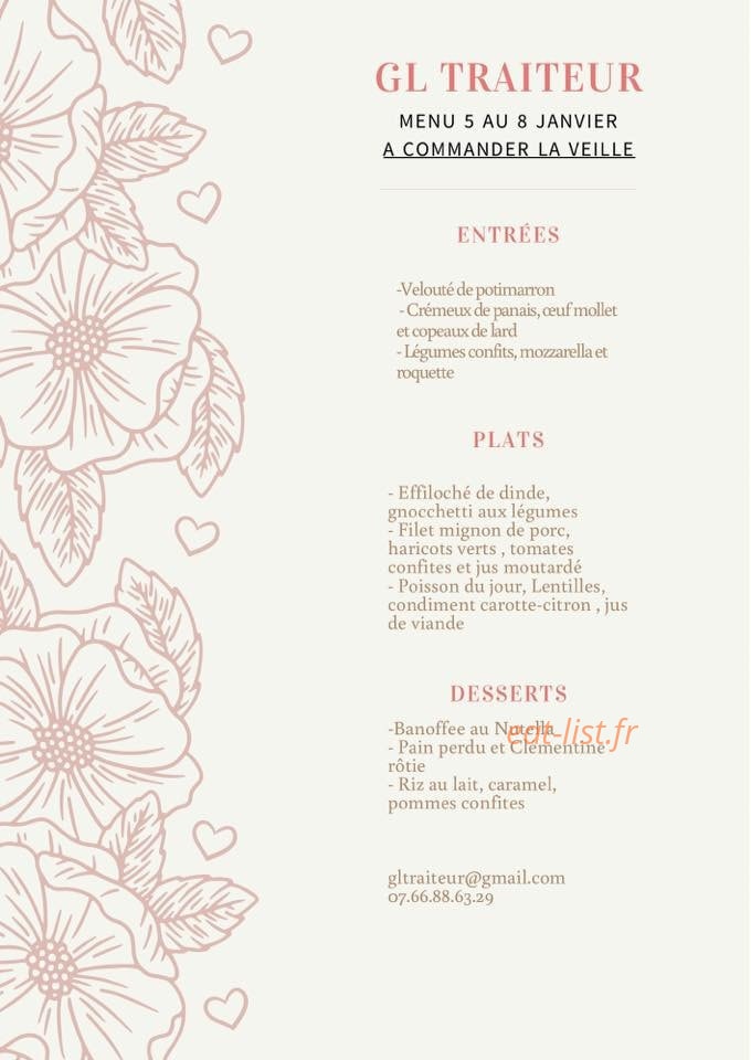 Le GL Traiteur — carte page 1