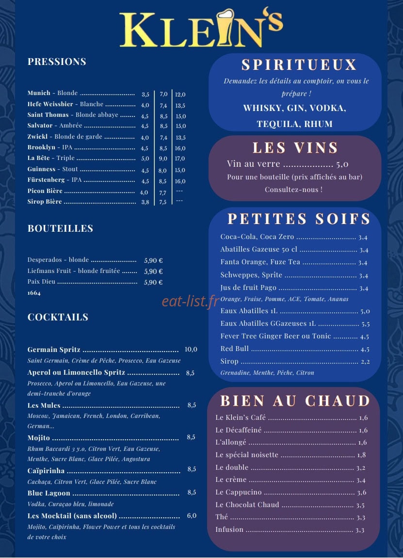 Le Klein's — carte page 3