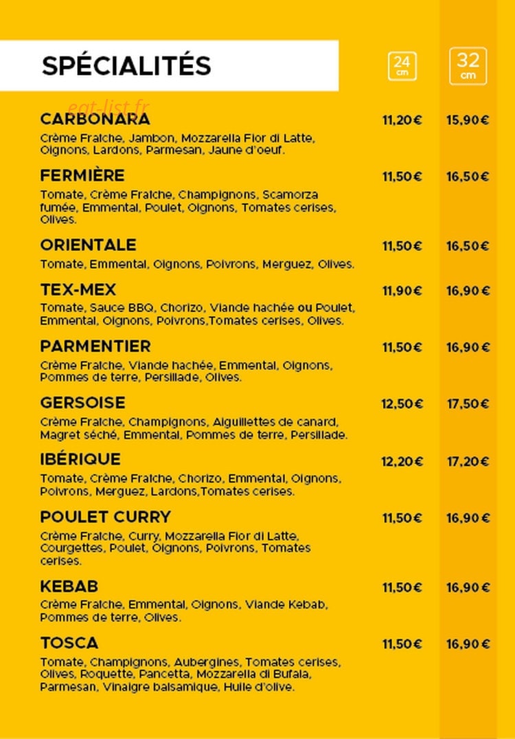Carrément Pizza — carte page 2