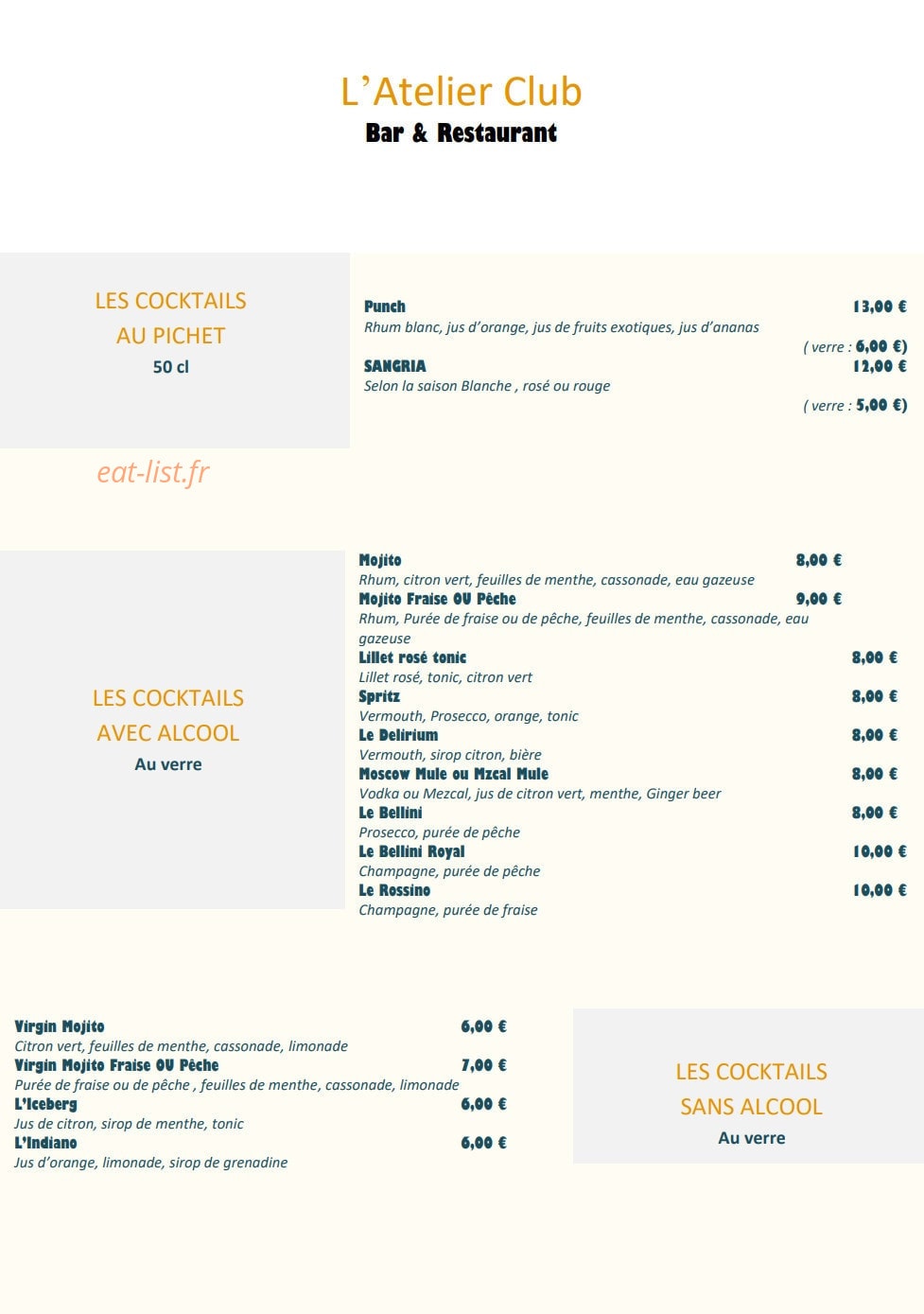L' Atelier Club — carte page 4
