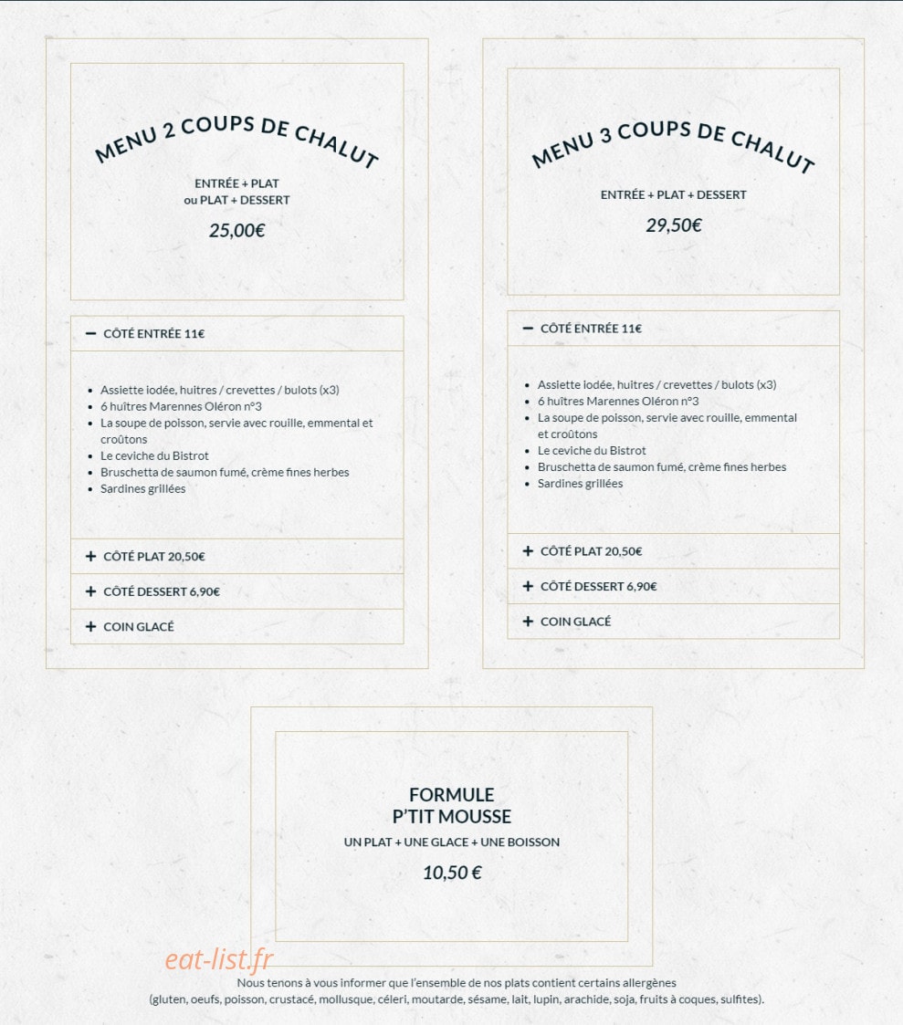 Carte et menu de Le Bistrot du Pêcheur à Plaisance du Touch — A la carte